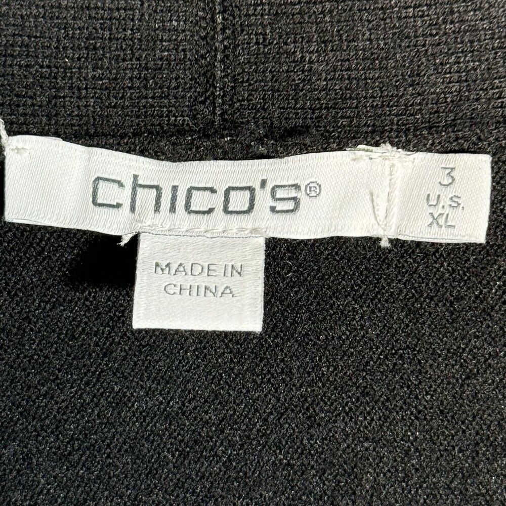 NEW Chicos Black Open Cardigan Sweater Embroidered Sleeves Sz XL Cashmere Blend - Picture 4 of 7